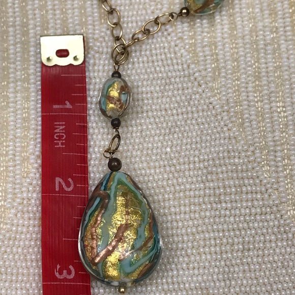 Fine Jewelry Glass Drop Necklace 1/514K Gold-Bonded Sterling Silver + Earrings - Picture 12 of 15